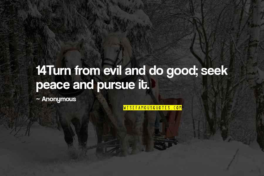 Platonically Mean Quotes By Anonymous: 14Turn from evil and do good; seek peace