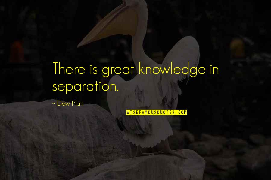 Platt Quotes By Dew Platt: There is great knowledge in separation. Platt Quotes By Dew Platt: There is great knowledge in separation.