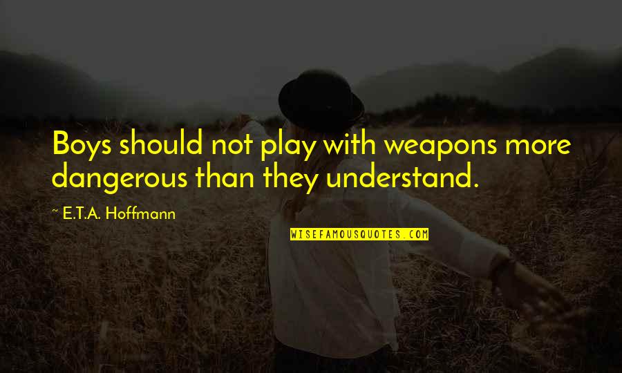 Play Boy Quotes By E.T.A. Hoffmann: Boys should not play with weapons more dangerous