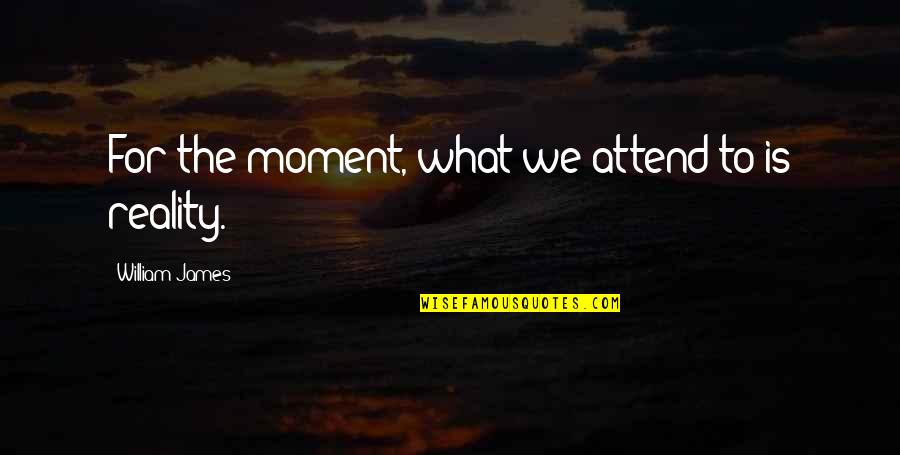 Play Everything She Wants Quotes By William James: For the moment, what we attend to is Play Everything She Wants Quotes By William James: For the moment, what we attend to is