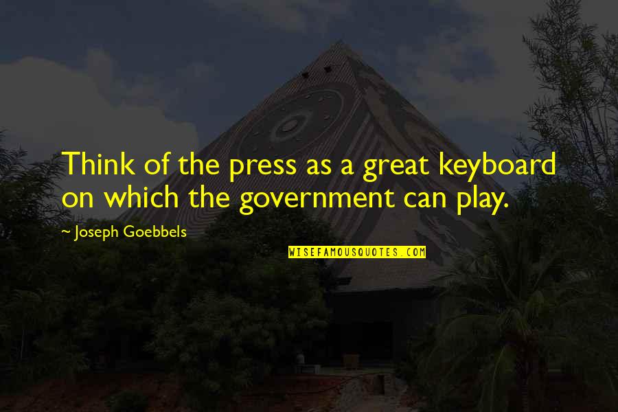 Play On Quotes By Joseph Goebbels: Think of the press as a great keyboard