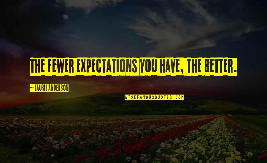 Playa Quote Quotes By Laurie Anderson: The fewer expectations you have, the better. Playa Quote Quotes By Laurie Anderson: The fewer expectations you have, the better.