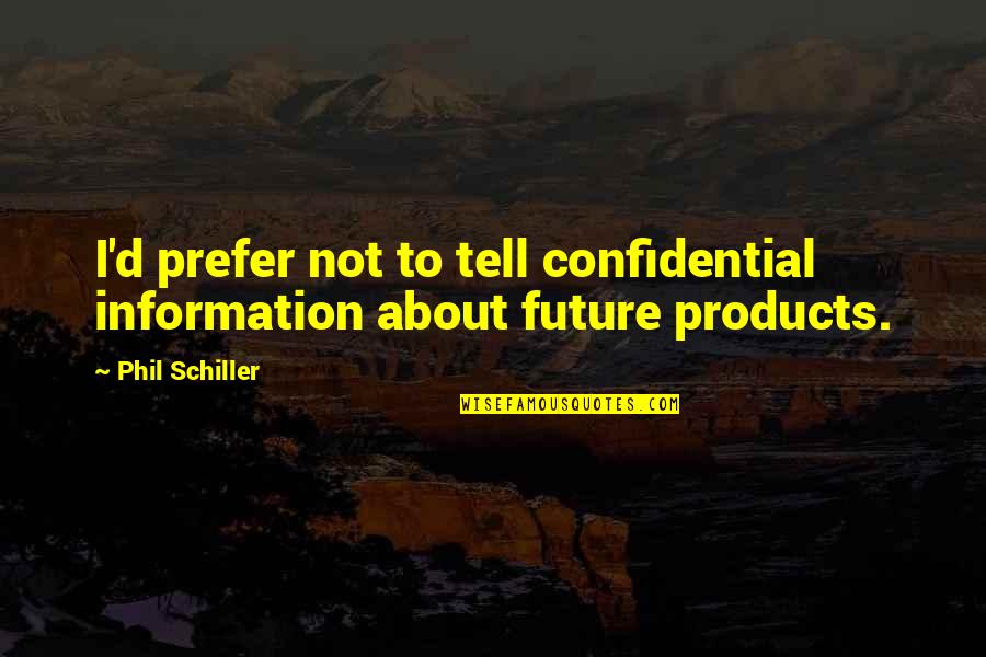 Playa Quote Quotes By Phil Schiller: I'd prefer not to tell confidential information about