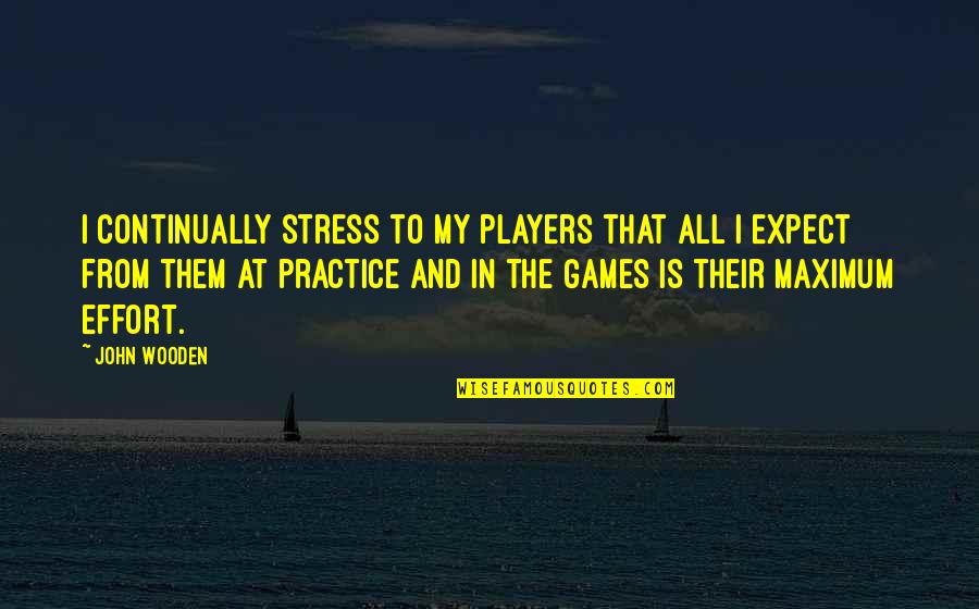 Players Games Quotes By John Wooden: I continually stress to my players that all Players Games Quotes By John Wooden: I continually stress to my players that all