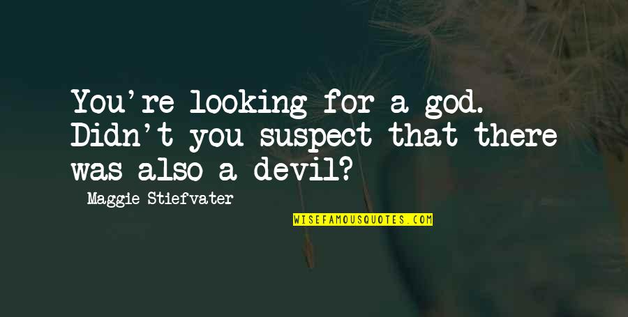 Playful Quotes And Quotes By Maggie Stiefvater: You're looking for a god. Didn't you suspect