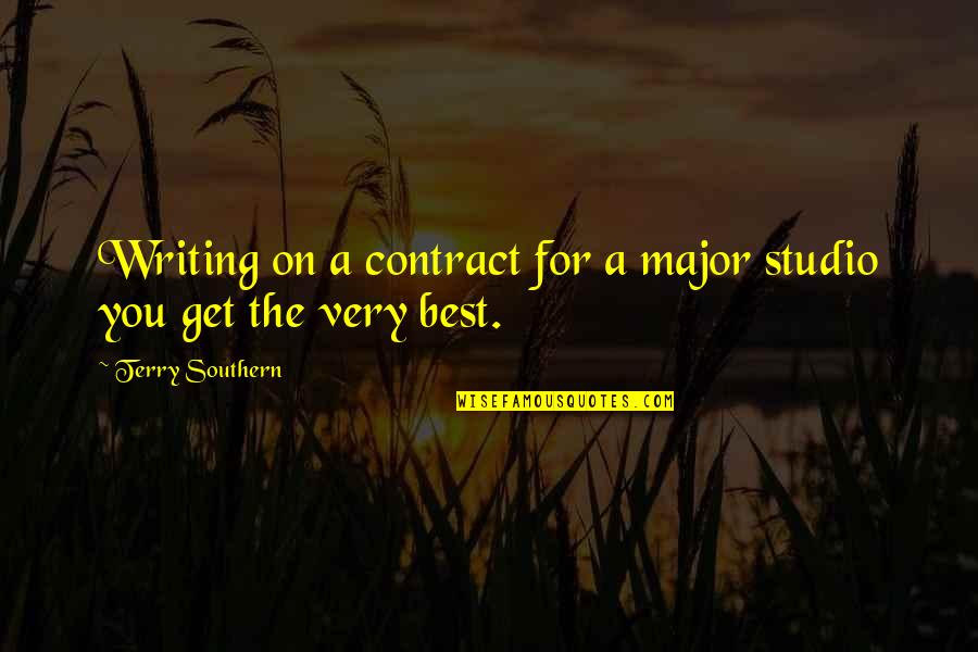 Playing Games In Relationships Quotes By Terry Southern: Writing on a contract for a major studio