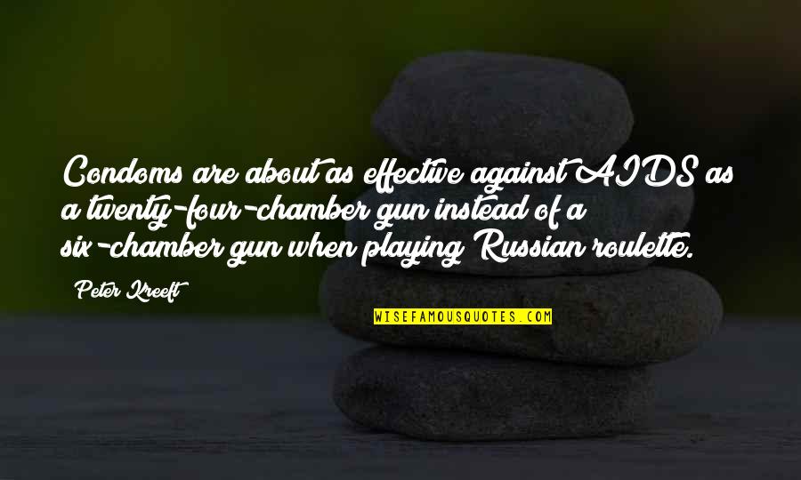 Playing Russian Roulette Quotes By Peter Kreeft: Condoms are about as effective against AIDS as