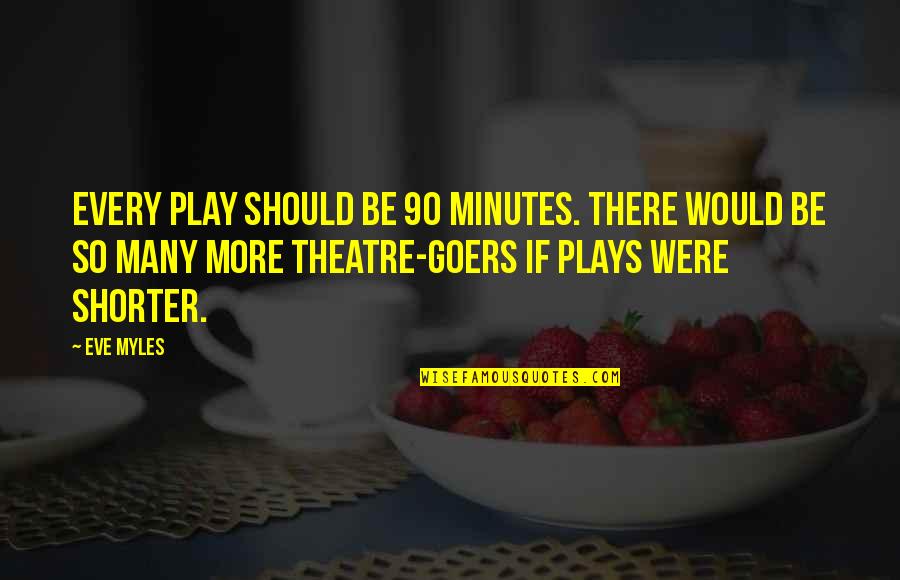 Plays And Theatre Quotes By Eve Myles: Every play should be 90 minutes. There would