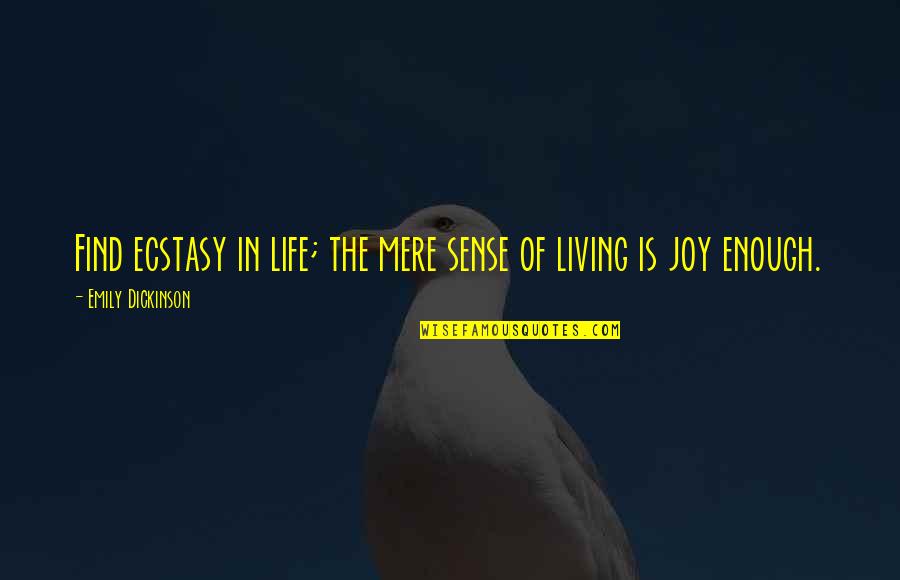 Plazas In English Quotes By Emily Dickinson: Find ecstasy in life; the mere sense of