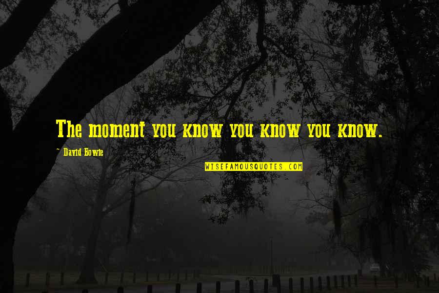 Plead Insanity Quotes By David Bowie: The moment you know you know you know. Plead Insanity Quotes By David Bowie: The moment you know you know you know.