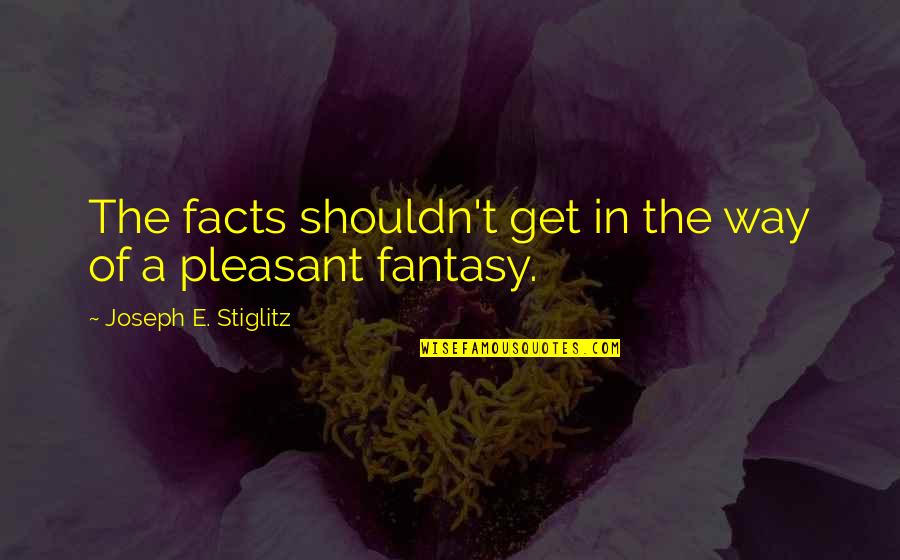 Pleasant Quotes By Joseph E. Stiglitz: The facts shouldn't get in the way of