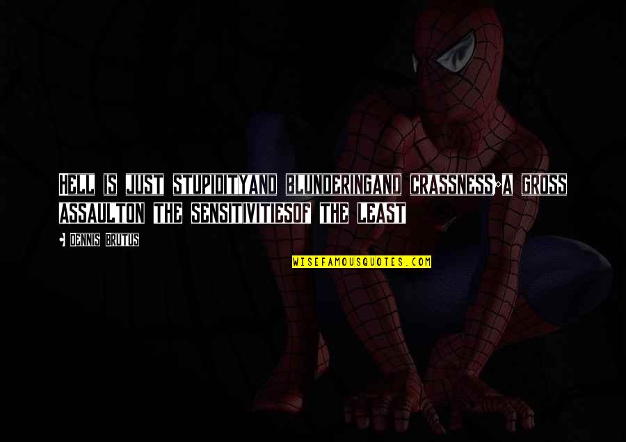 Pleasant Rowland Quotes By Dennis Brutus: Hell is just stupidityand blunderingand crassness;a gross assaulton Pleasant Rowland Quotes By Dennis Brutus: Hell is just stupidityand blunderingand crassness;a gross assaulton