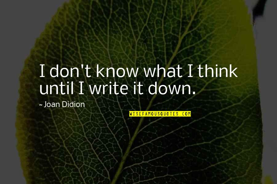 Pleasantry Restaurant Quotes By Joan Didion: I don't know what I think until I