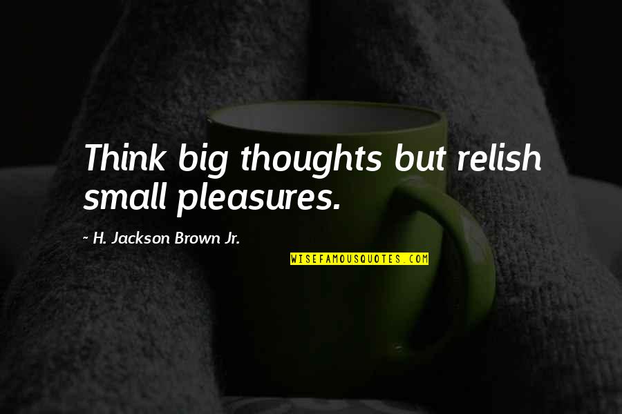 Please Do Not Disturb Me Quotes By H. Jackson Brown Jr.: Think big thoughts but relish small pleasures.