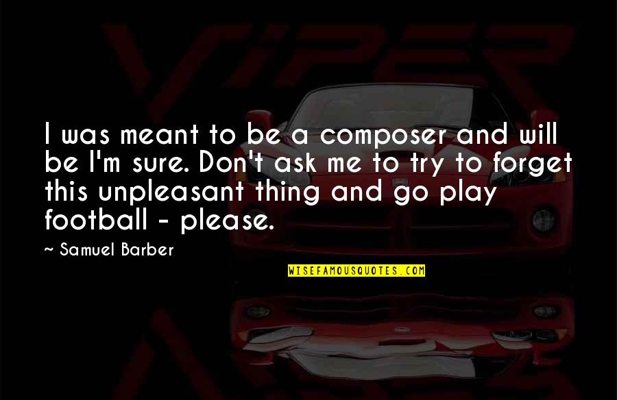 Please Don't Forget Me Quotes By Samuel Barber: I was meant to be a composer and