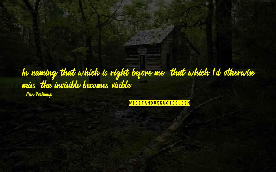 Please Don't Talk To Me Quotes By Ann Voskamp: In naming that which is right before me,