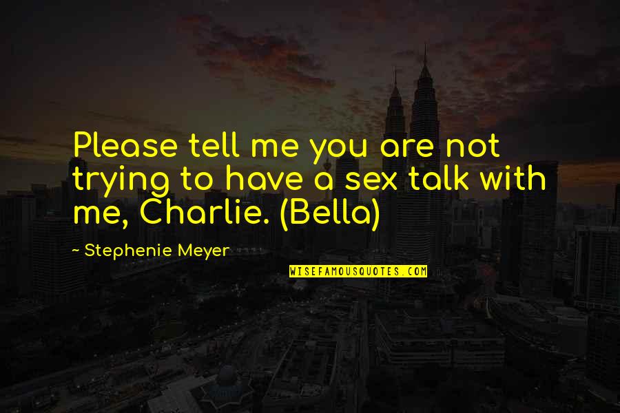 Please Just Talk To Me Quotes By Stephenie Meyer: Please tell me you are not trying to