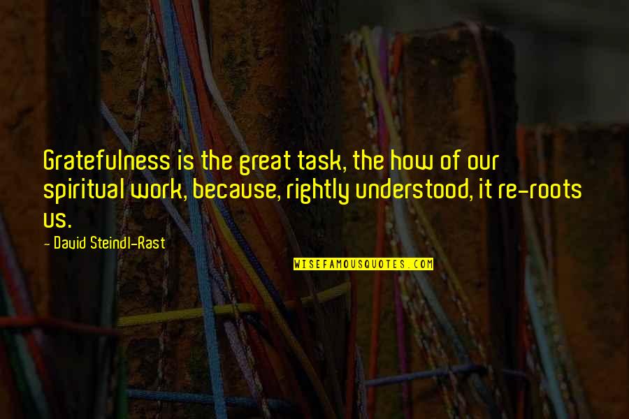 Please Let Us Know Quotes By David Steindl-Rast: Gratefulness is the great task, the how of