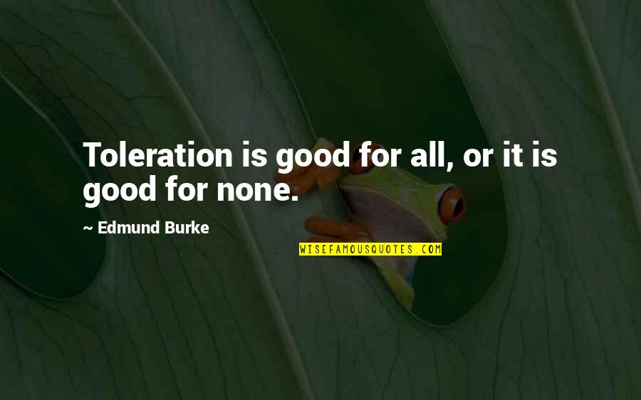 Please Stay Beside Me Quotes By Edmund Burke: Toleration is good for all, or it is Please Stay Beside Me Quotes By Edmund Burke: Toleration is good for all, or it is