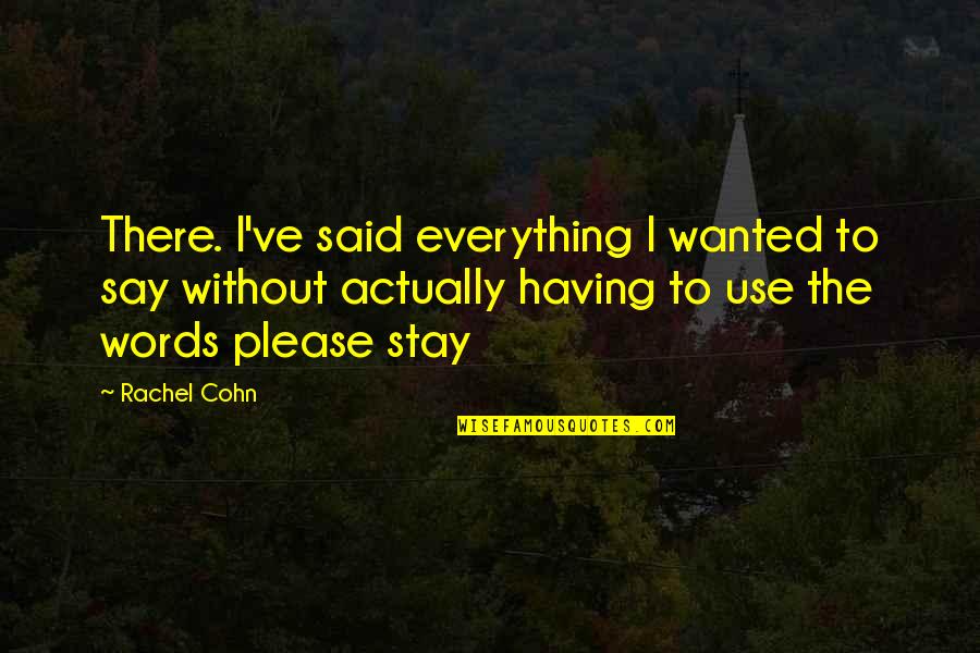 Please Stay Quotes By Rachel Cohn: There. I've said everything I wanted to say