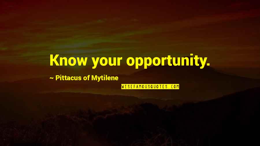 Please Stop Hating Me Quotes By Pittacus Of Mytilene: Know your opportunity.
