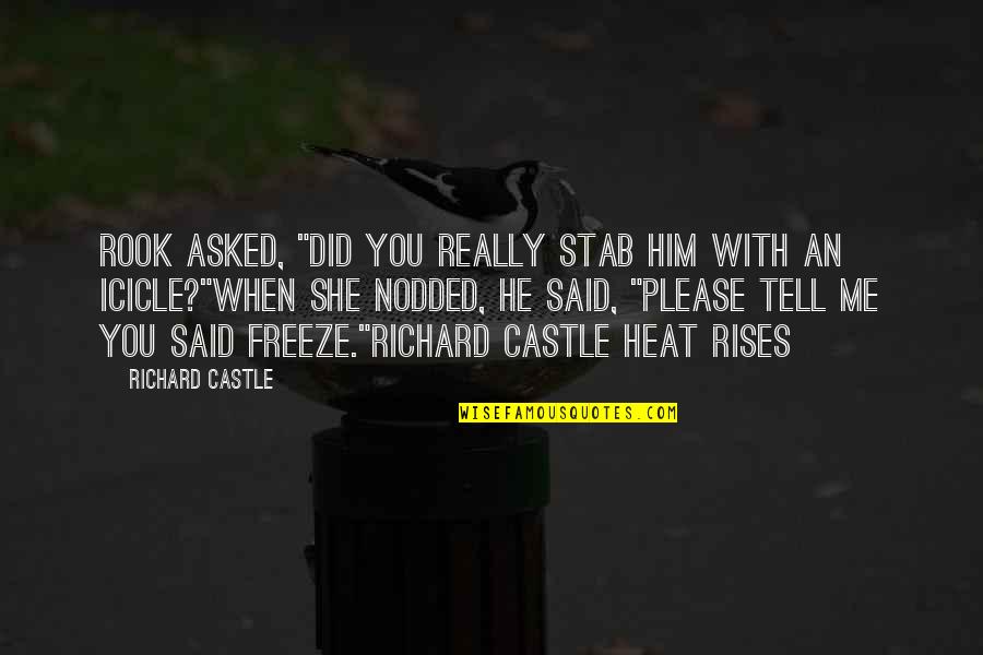 Please Tell Me Quotes By Richard Castle: Rook asked, "Did you really stab him with