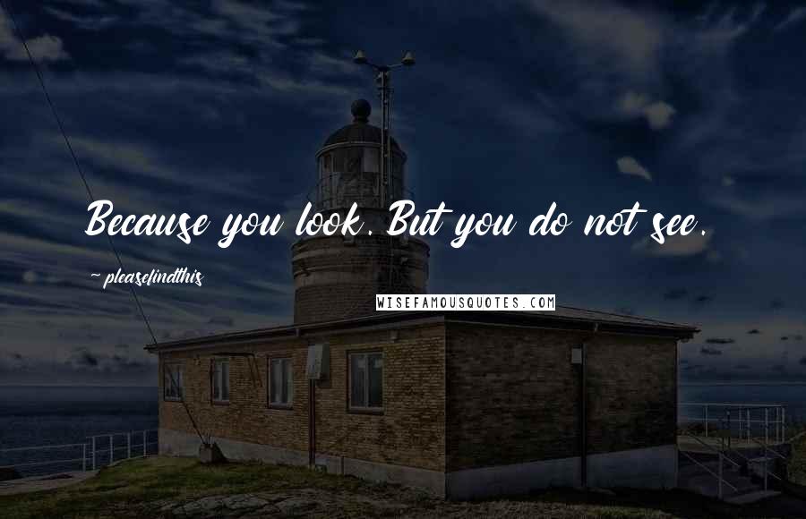 Pleasefindthis quotes: Because you look. But you do not see.