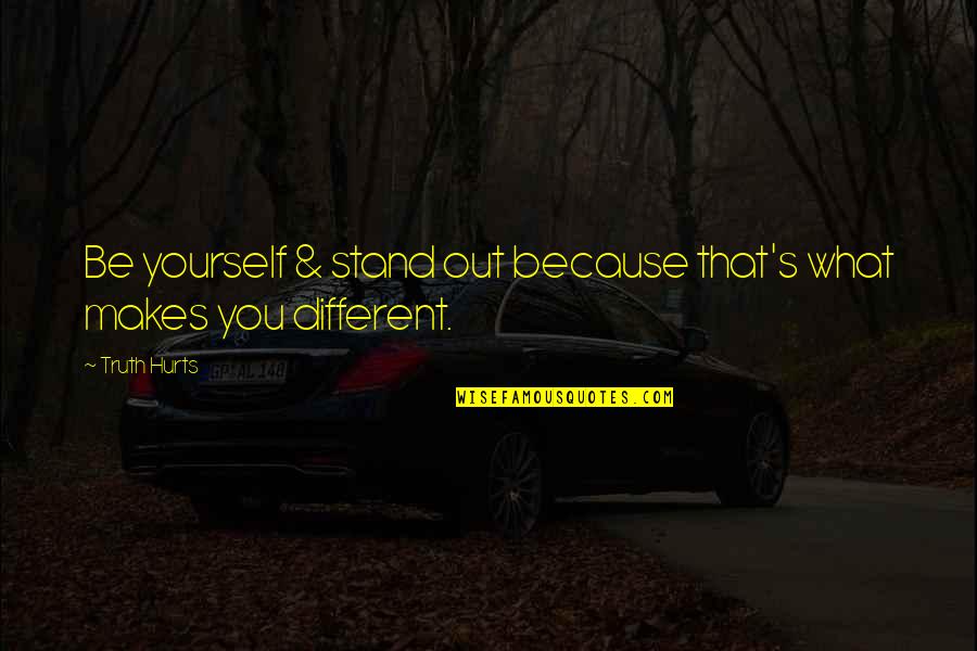 Pleasurable Synonym Quotes By Truth Hurts: Be yourself & stand out because that's what