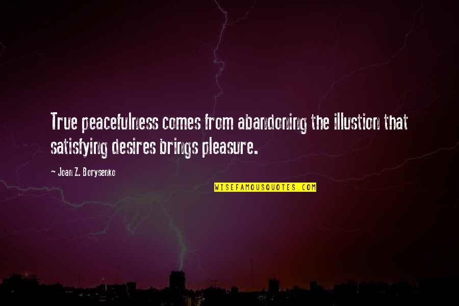 Pleasure And Desire Quotes By Joan Z. Borysenko: True peacefulness comes from abandoning the illustion that