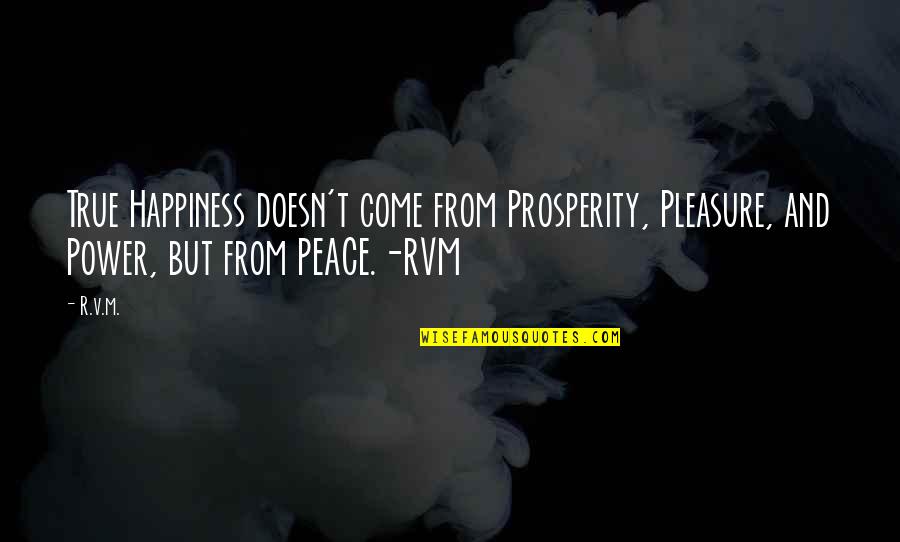 Pleasure And Happiness Quotes By R.v.m.: True Happiness doesn't come from Prosperity, Pleasure, and