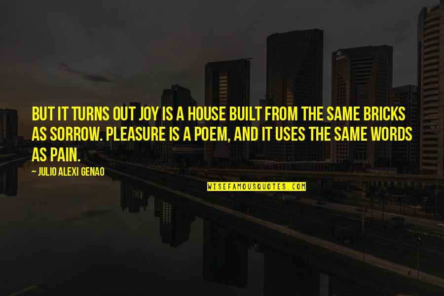 Pleasure From Pain Quotes By Julio Alexi Genao: But it turns out Joy is a house