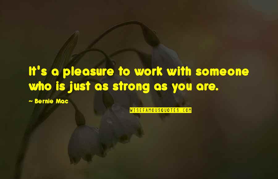 Pleasure In Work Quotes By Bernie Mac: It's a pleasure to work with someone who