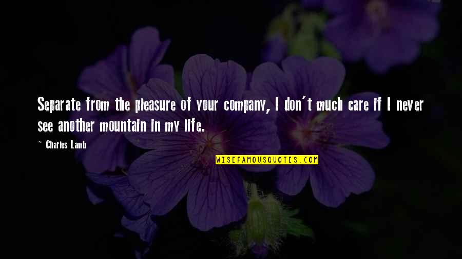 Pleasure Of Life Quotes By Charles Lamb: Separate from the pleasure of your company, I