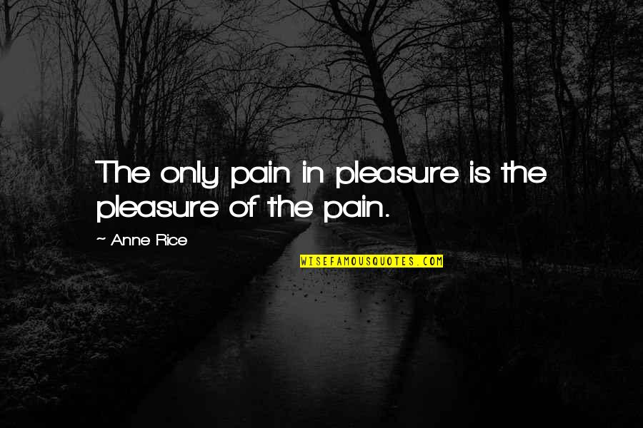 Pleasure Pain Quotes By Anne Rice: The only pain in pleasure is the pleasure