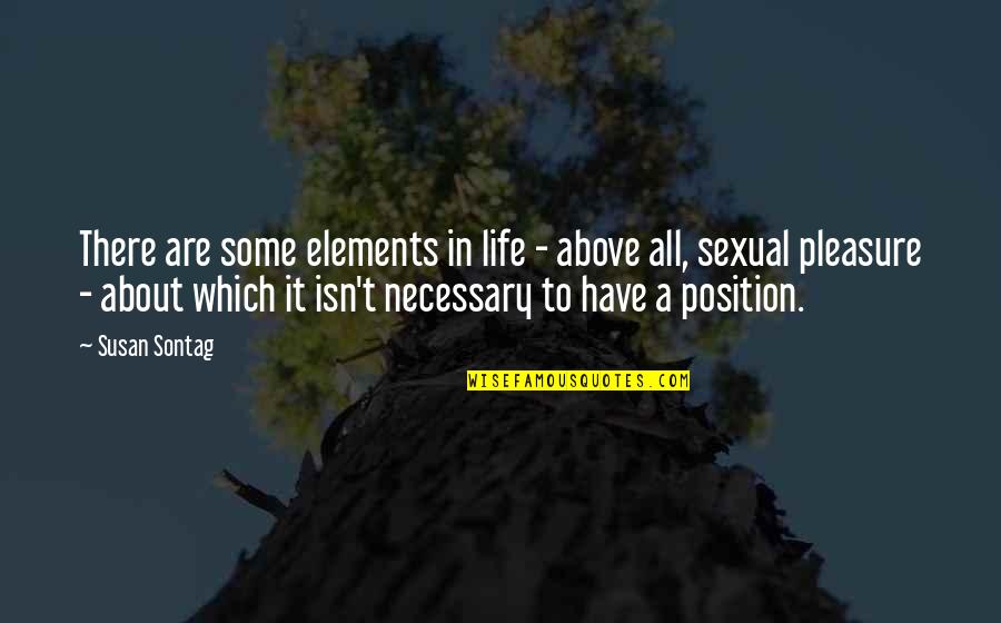 Pleasure Quotes By Susan Sontag: There are some elements in life - above