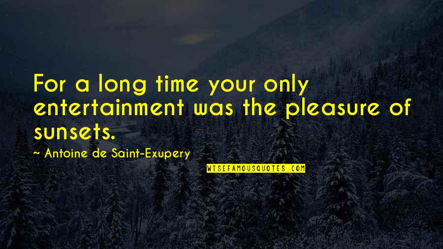 Pleasure Time Quotes By Antoine De Saint-Exupery: For a long time your only entertainment was