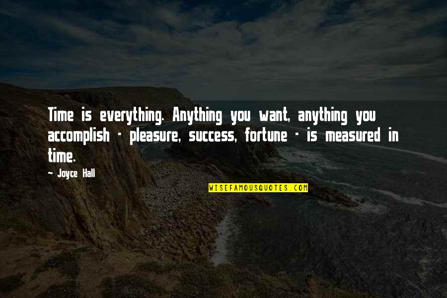 Pleasure Time Quotes By Joyce Hall: Time is everything. Anything you want, anything you