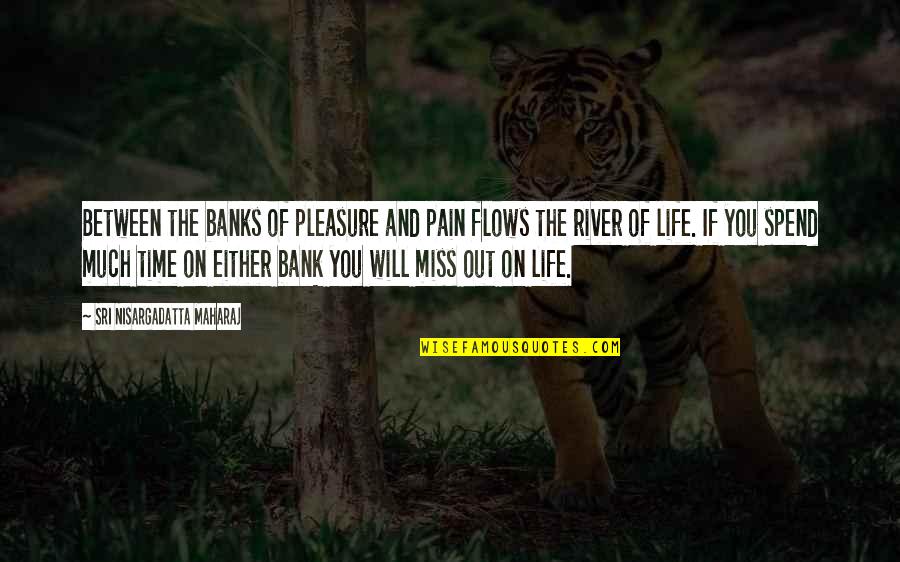 Pleasure Time Quotes By Sri Nisargadatta Maharaj: Between the banks of pleasure and pain flows
