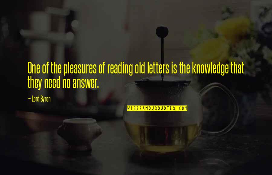 Pleasures Of Reading Quotes By Lord Byron: One of the pleasures of reading old letters
