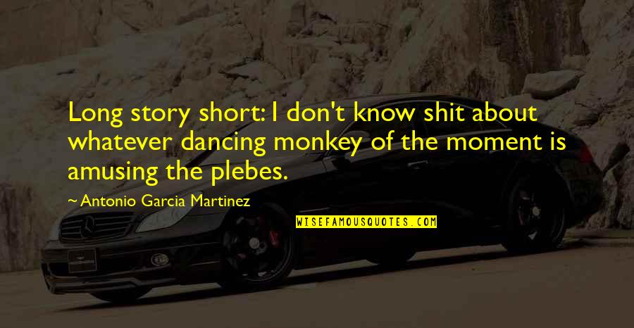 Plebes Quotes By Antonio Garcia Martinez: Long story short: I don't know shit about