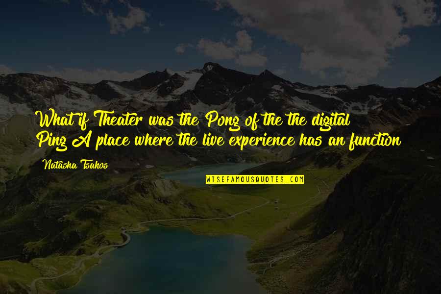Pleistor Quotes By Natasha Tsakos: What if Theater was the Pong of the Pleistor Quotes By Natasha Tsakos: What if Theater was the Pong of the