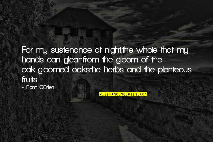 Plenteous Quotes By Flann O'Brien: For my sustenance at night,the whole that my