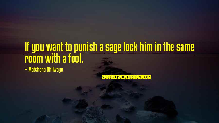 Pleuger Pump Quotes By Matshona Dhliwayo: If you want to punish a sage lock
