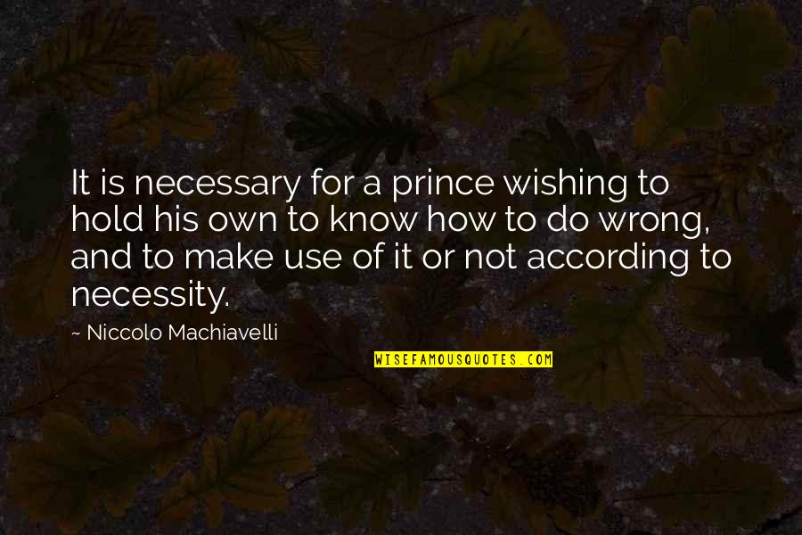 Pleure Quotes By Niccolo Machiavelli: It is necessary for a prince wishing to