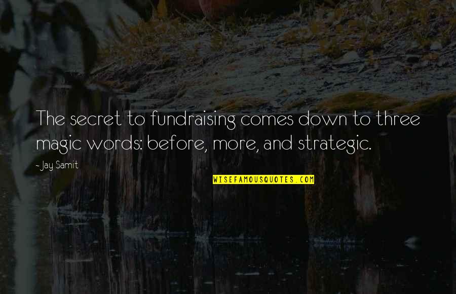 Plinius 9200 Quotes By Jay Samit: The secret to fundraising comes down to three