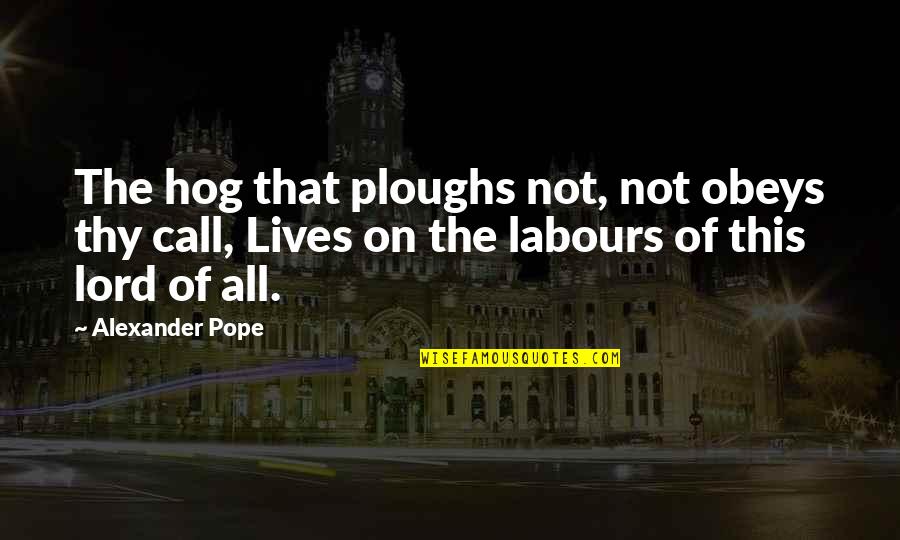 Ploughs Quotes By Alexander Pope: The hog that ploughs not, not obeys thy