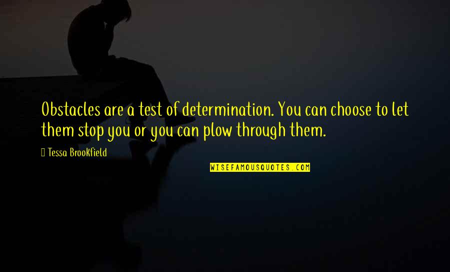Plow Quotes By Tessa Brookfield: Obstacles are a test of determination. You can Plow Quotes By Tessa Brookfield: Obstacles are a test of determination. You can