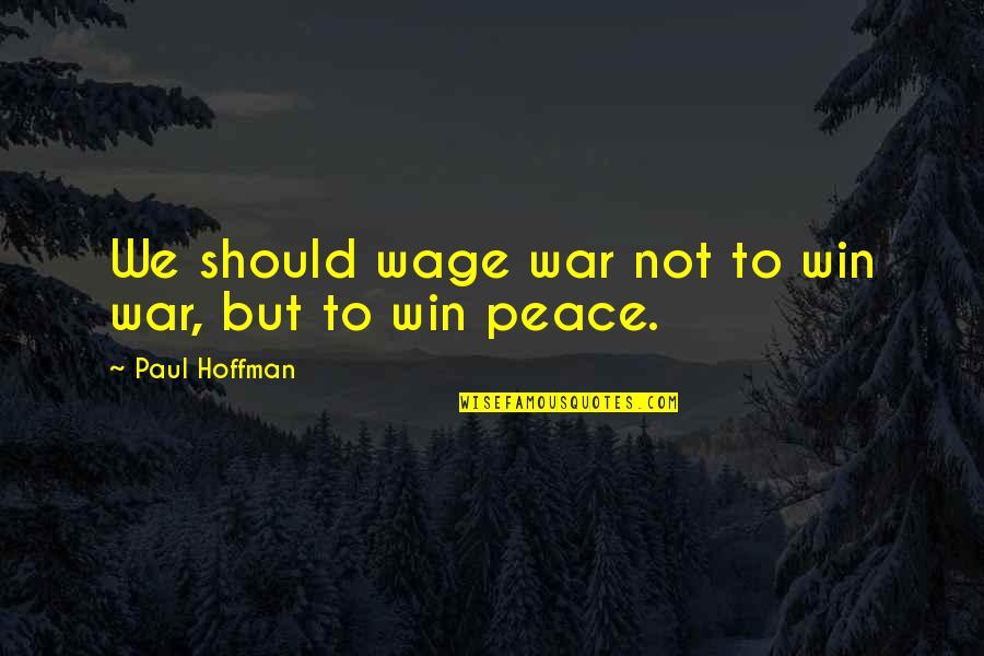 Pluchino Racing Quotes By Paul Hoffman: We should wage war not to win war,