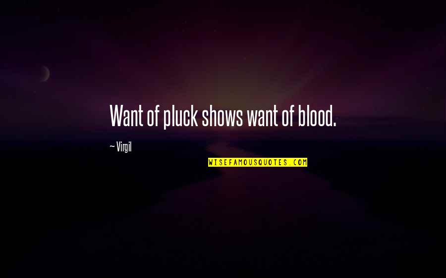 Pluck Quotes By Virgil: Want of pluck shows want of blood.