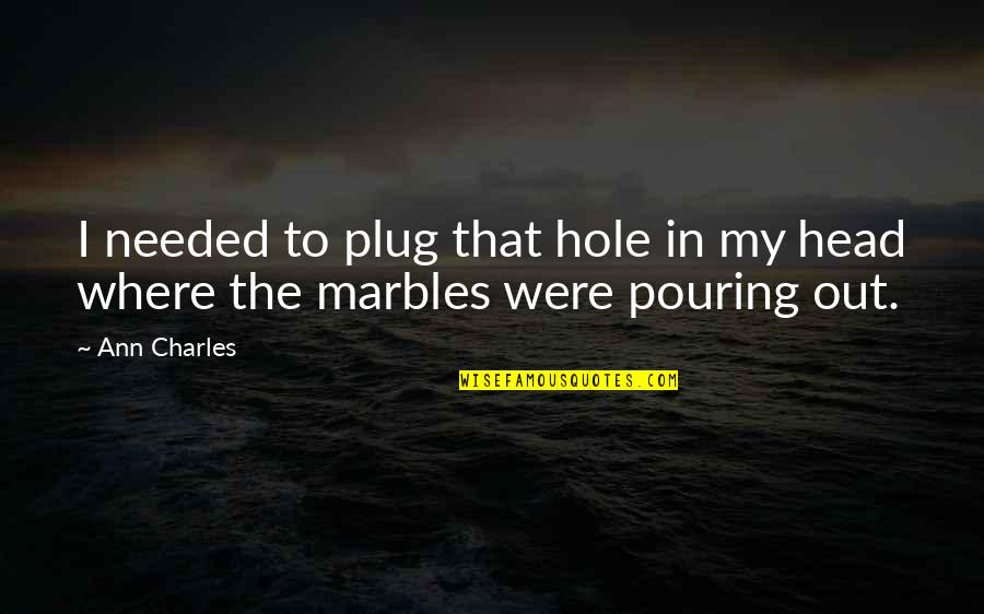 Plug Quotes By Ann Charles: I needed to plug that hole in my
